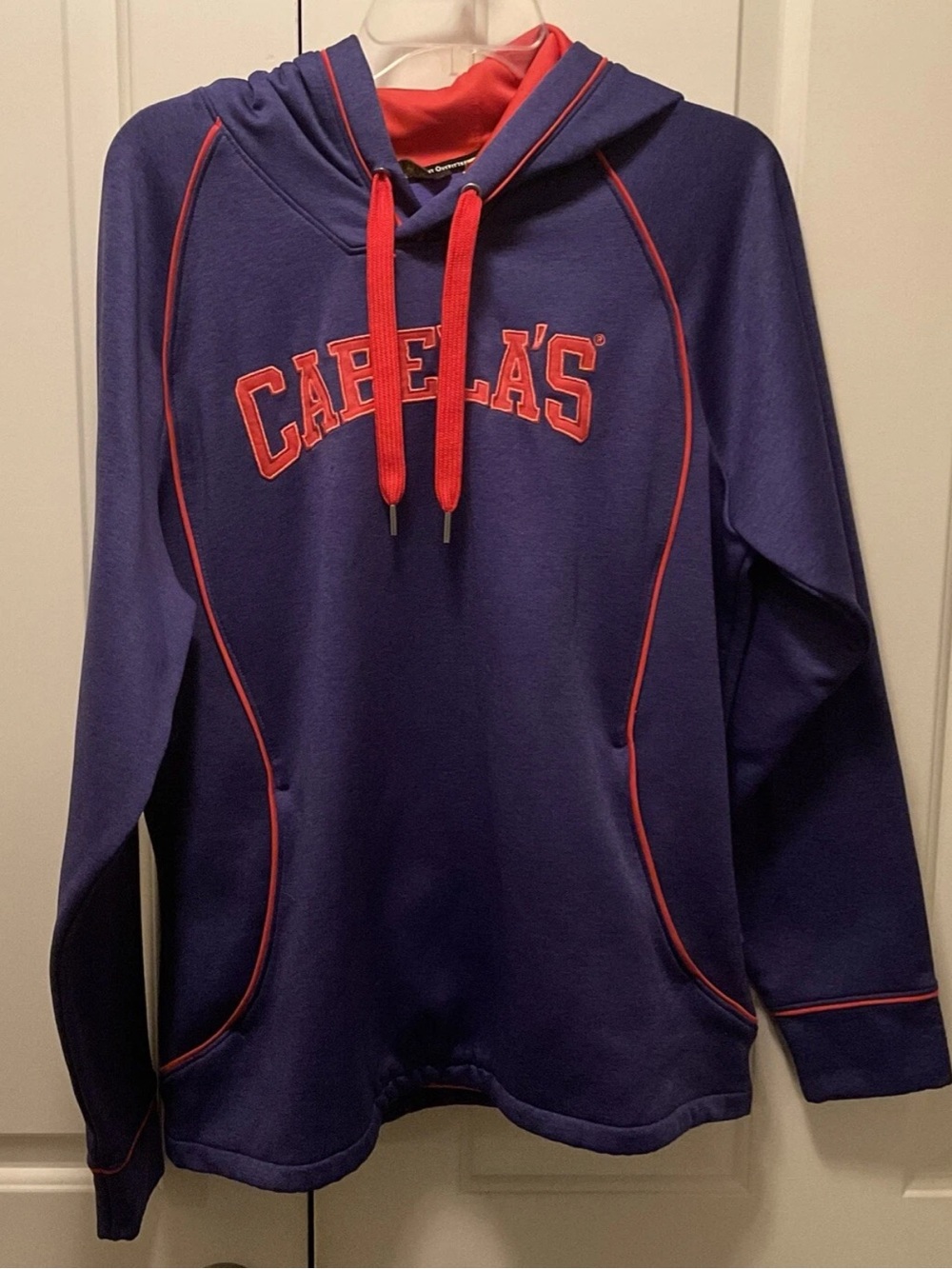 Cabela’s Womens Pullover Polyester Hoodie Sweatshirt Blue/Red Size XL